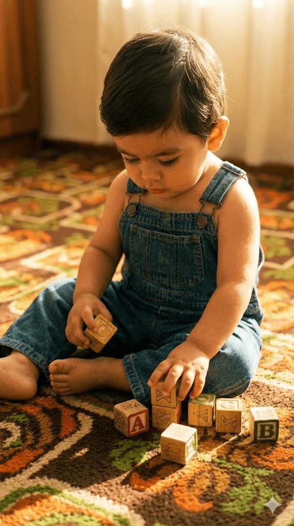 Vintage baby photo prompt preview with warm film grain and nostalgic styling