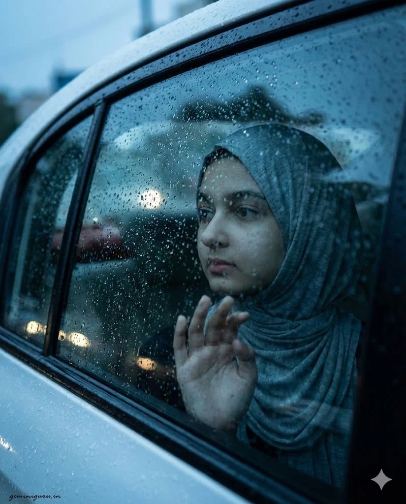 9. The Rainy Car Window (Mood) AI prompt example