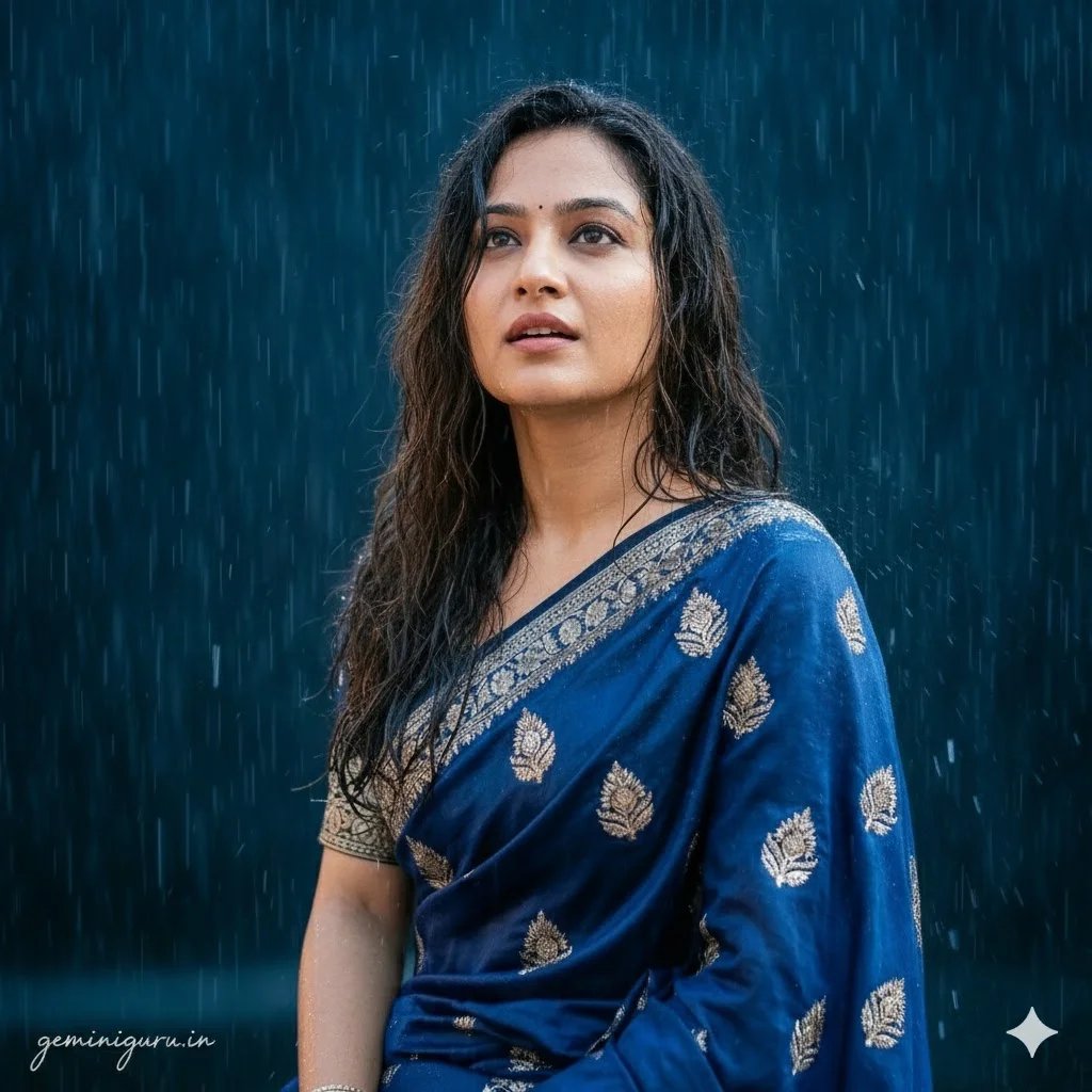 1. The 90s Bollywood Rain (Chiffon Dreams) AI prompt example