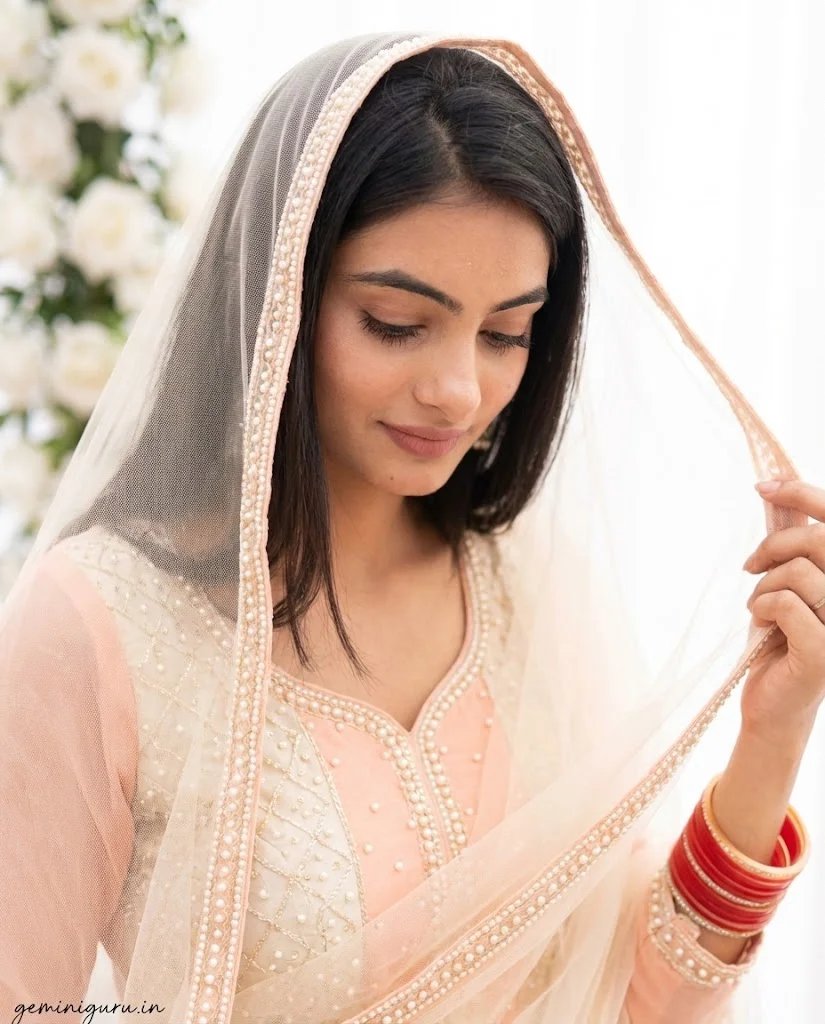 Ethereal Nikkah bridal prompt preview with pastel veil and soft floral lighting
