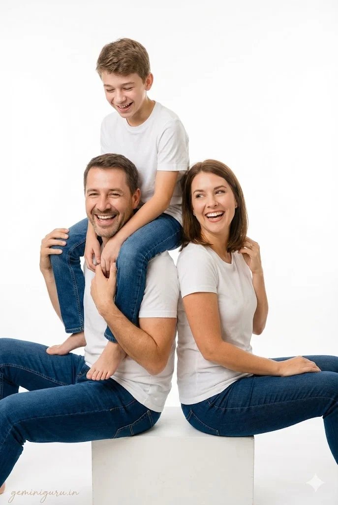 6 Gemini AI Family Photo Prompts for Father, Mother and Son