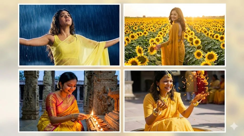 6 Yellow Saree Gemini AI Prompts for Bright Photo Edits