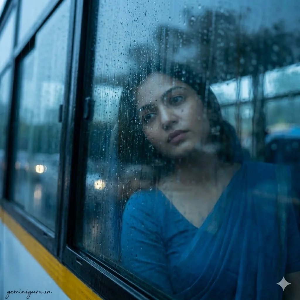 2. The Rainy Day Bus Window AI prompt example