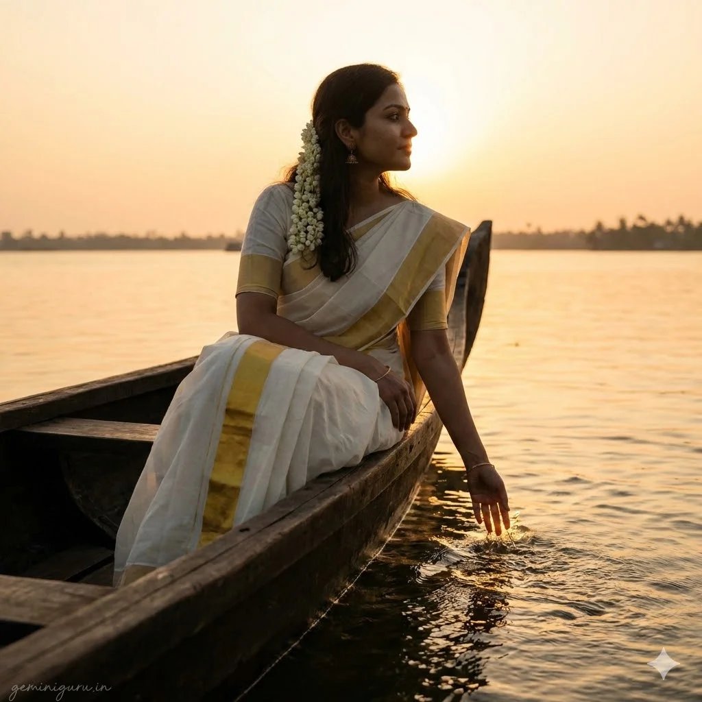 3. The Kerala Backwaters Sunset AI prompt example