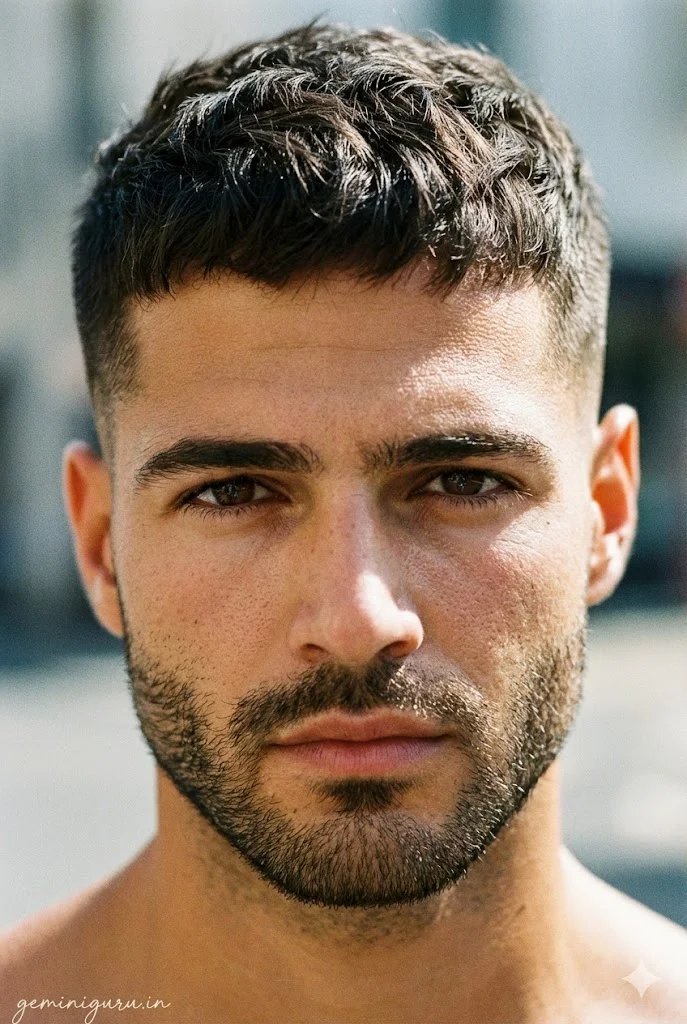 Gemini AI textured French crop hairstyle prompt for men