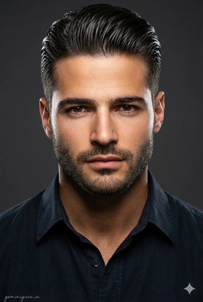 Gemini AI classic slick back hairstyle prompt for men