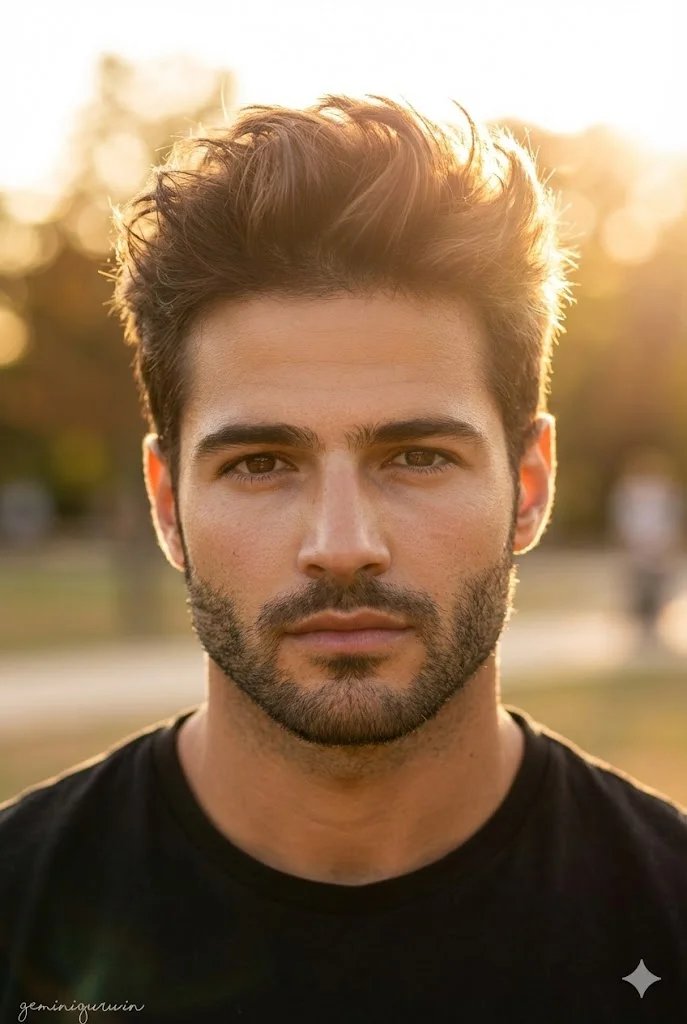 Gemini AI messy quiff hairstyle prompt for men