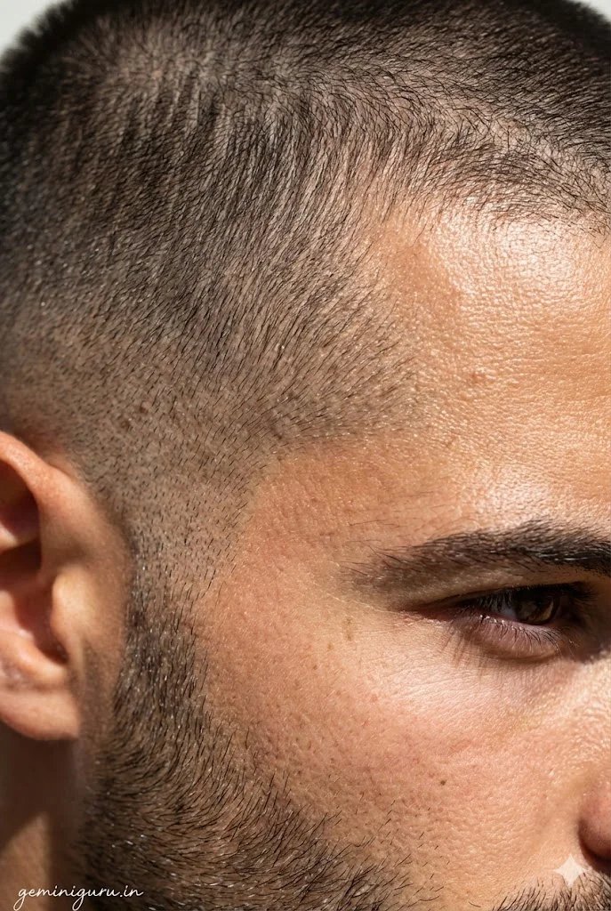 Gemini AI sharp fade buzz cut prompt for men