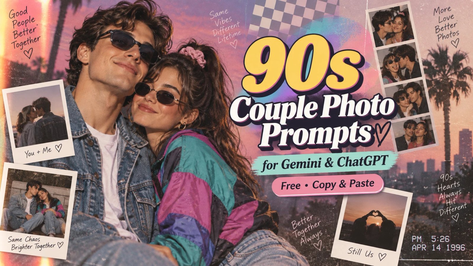 90s Couple Photo Prompts for Gemini & ChatGPT (Free, Copy & Paste)