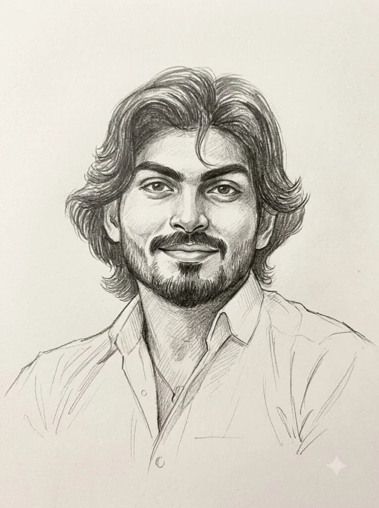 Pencil-sketch style Instagram profile picture avatar