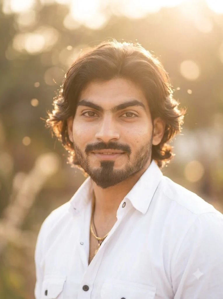 Dreamy profile picture with soft-focus backlighting