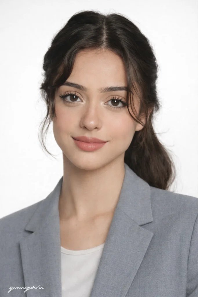 ChatGPT professional headshot prompt preview with high key studio lighting, white backdrop, and formal outfit