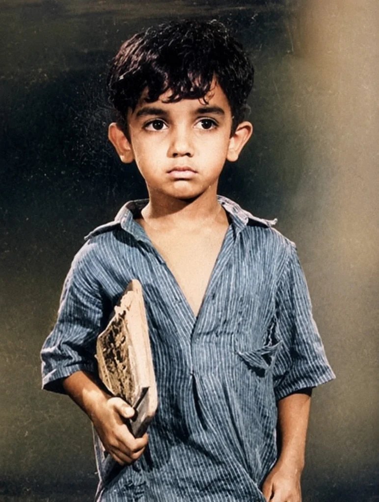 Colourised black and white childhood photograph with natural period tones