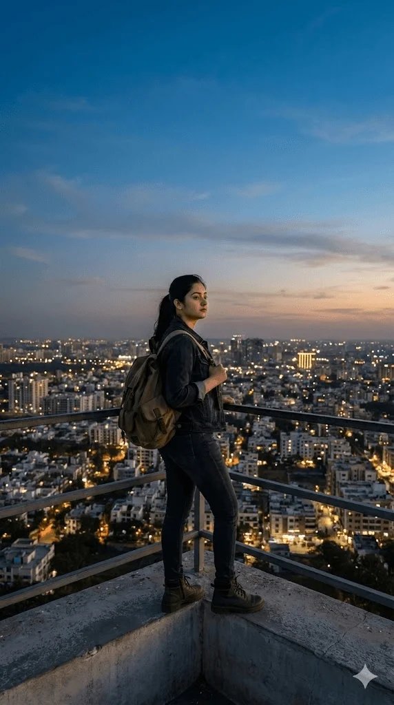 New Year explorer prompt preview with city viewpoint and adventure mood