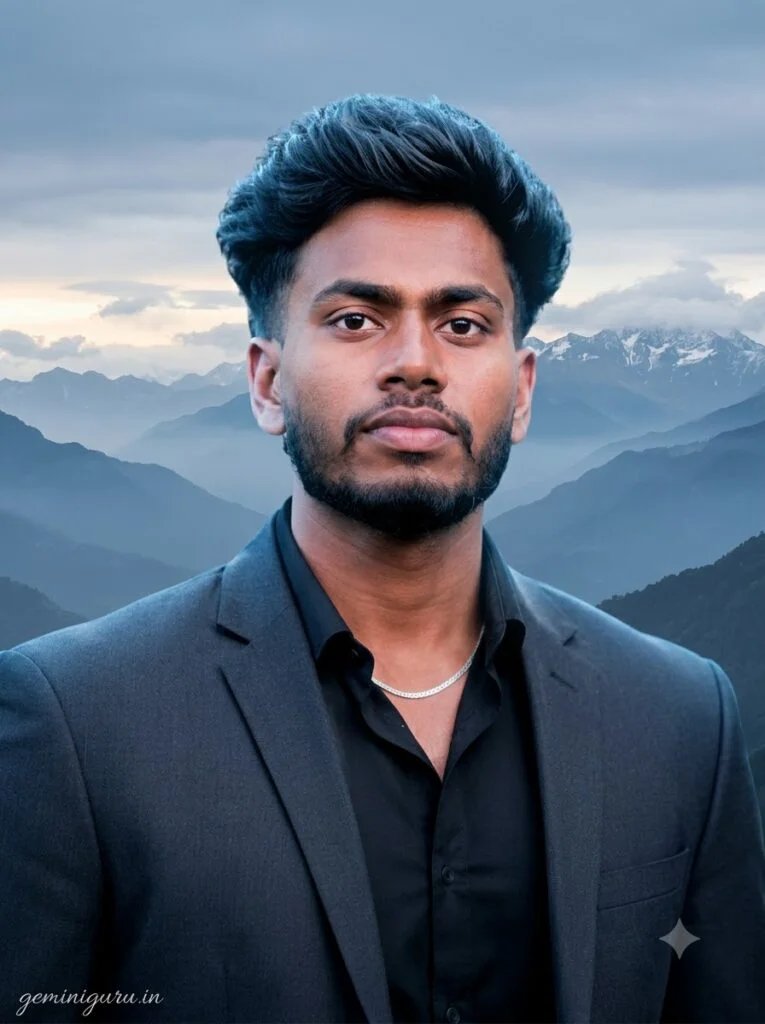 Gemini background change prompt with Himalayan mountain landscape background