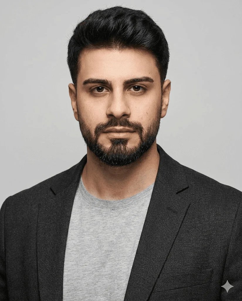Modern professional LinkedIn profile prompt preview with neutral studio background