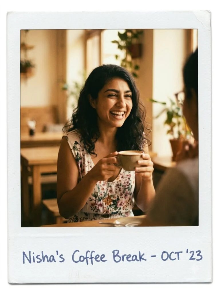 Polaroid-style photo with a thick textured white instant-film border