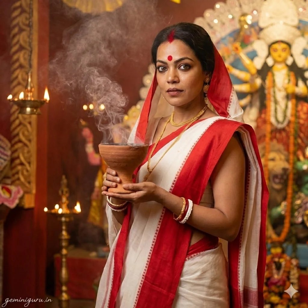 5. The Bengali Durga Puja (Lal Paar) AI prompt example