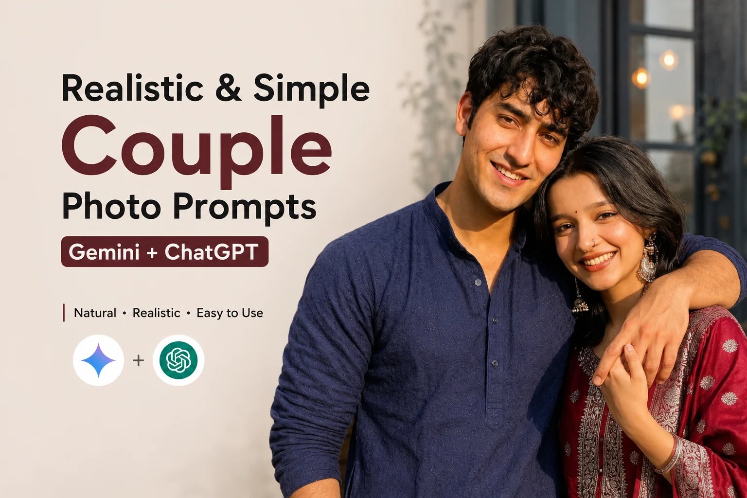 Realistic & Simple Couple Photo Prompts (Gemini + ChatGPT)
