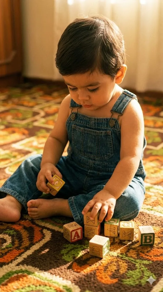 Vintage baby photo prompt preview with warm film grain and nostalgic styling