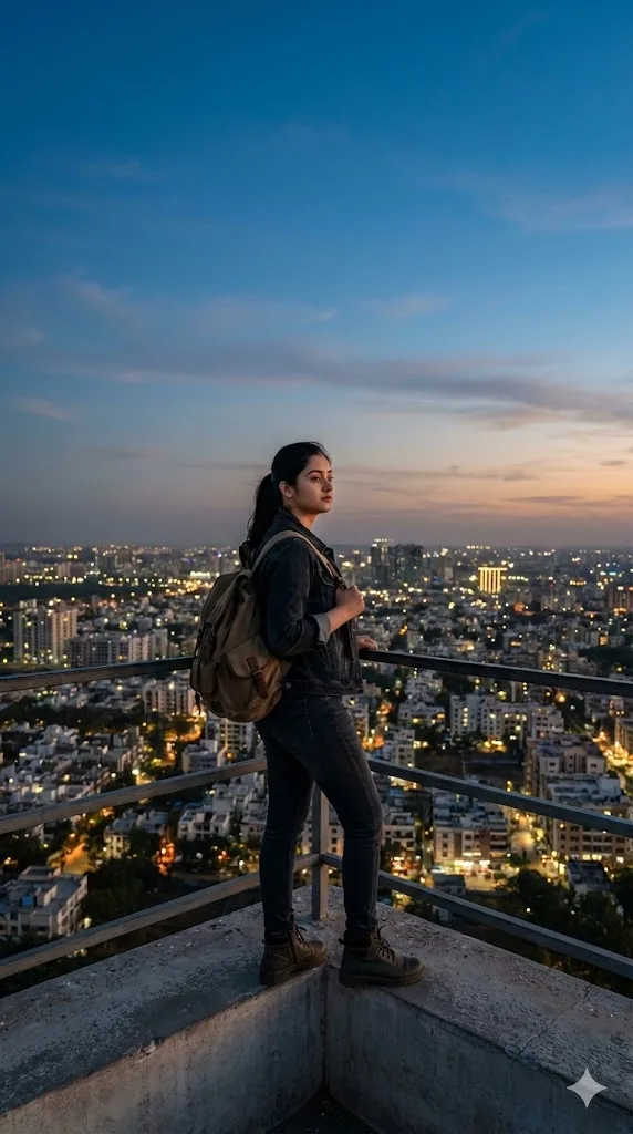 New Year explorer prompt preview with city viewpoint and adventure mood