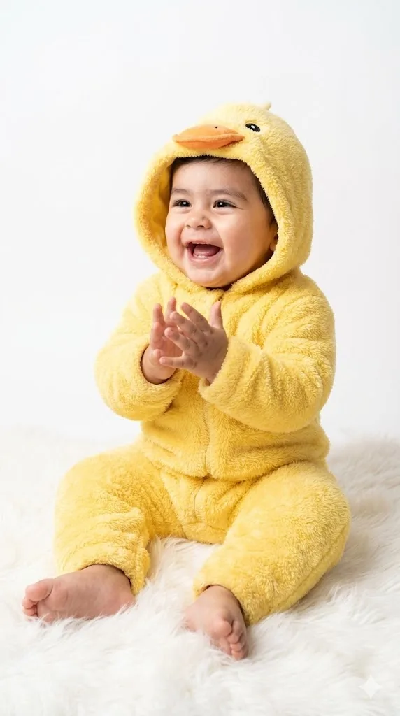 Fluffy duckling outfit prompt preview for a cute studio photo edit
