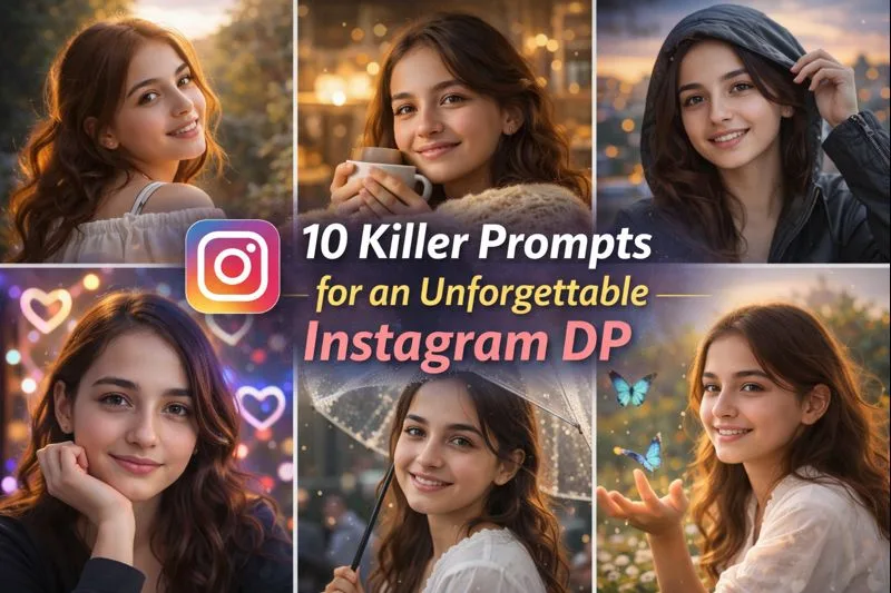 Gemini AI Instagram DP prompts preview for realistic profile picture photo edits
