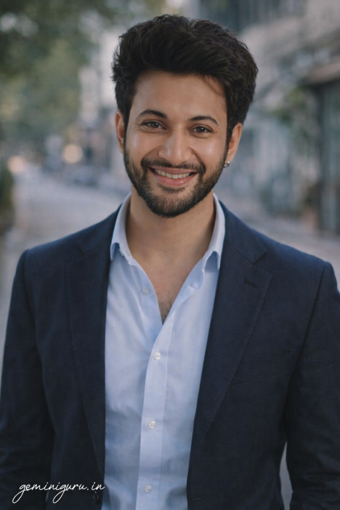 ChatGPT professional headshot prompt preview with urban open shade, business casual outfit, and natural daylight