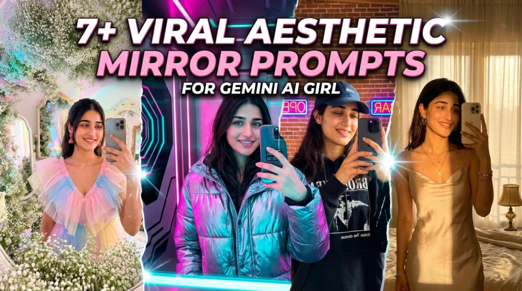 Aesthetic mirror prompt preview for realistic Gemini AI mirror photo edits
