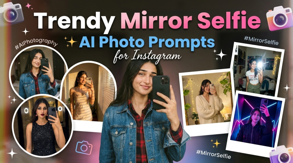 Gemini AI mirror selfie prompts preview for realistic Instagram photo edits
