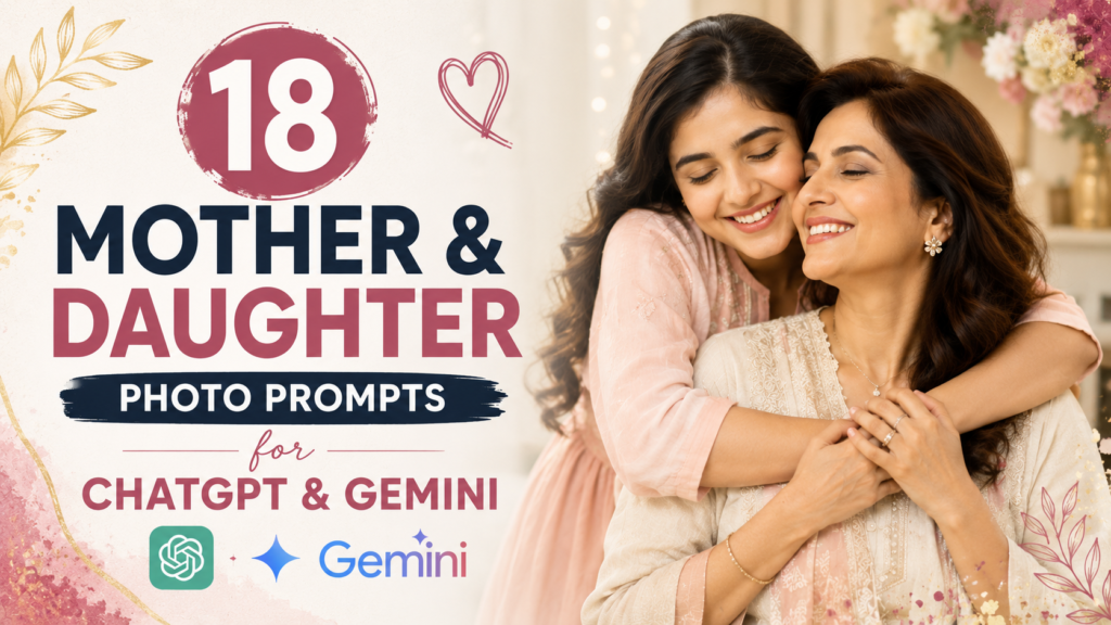 Mother and daughter posing together in an AI-generated family portrait