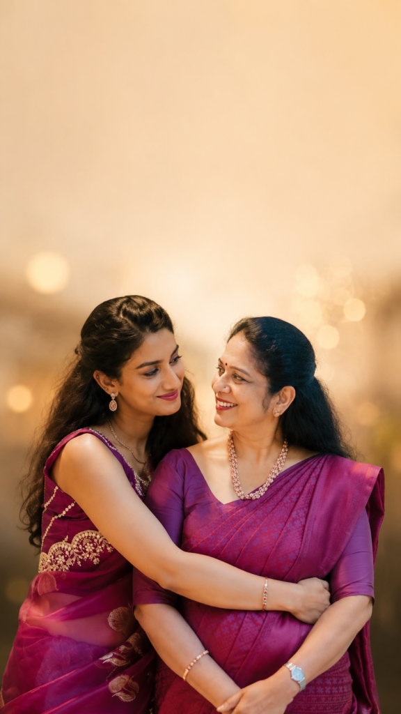 Vertical Mother's Day portrait of a mother and daughter