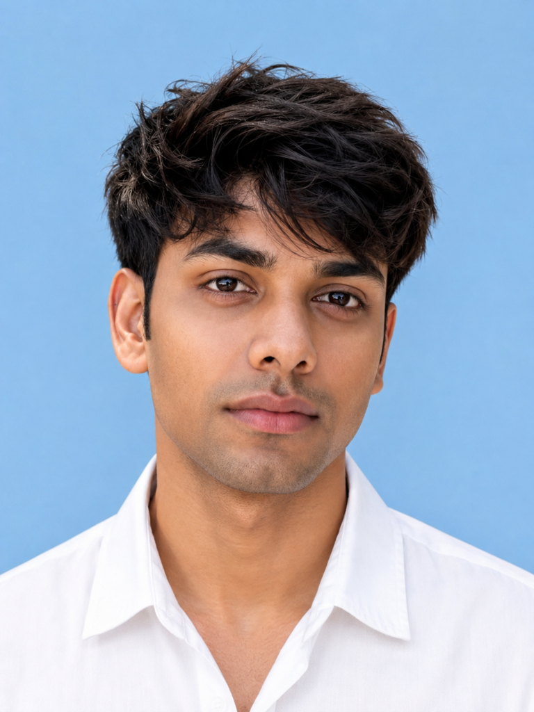 Passport Size Photo Prompts for ChatGPT blue background example