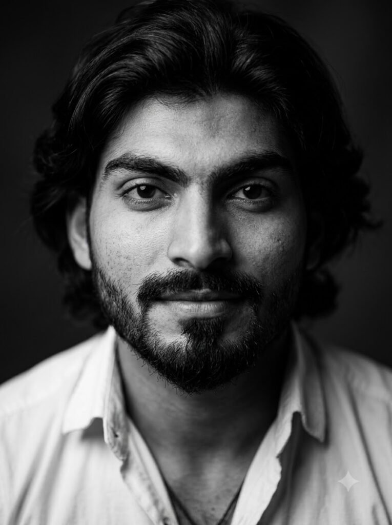 High-contrast black-and-white Instagram profile picture