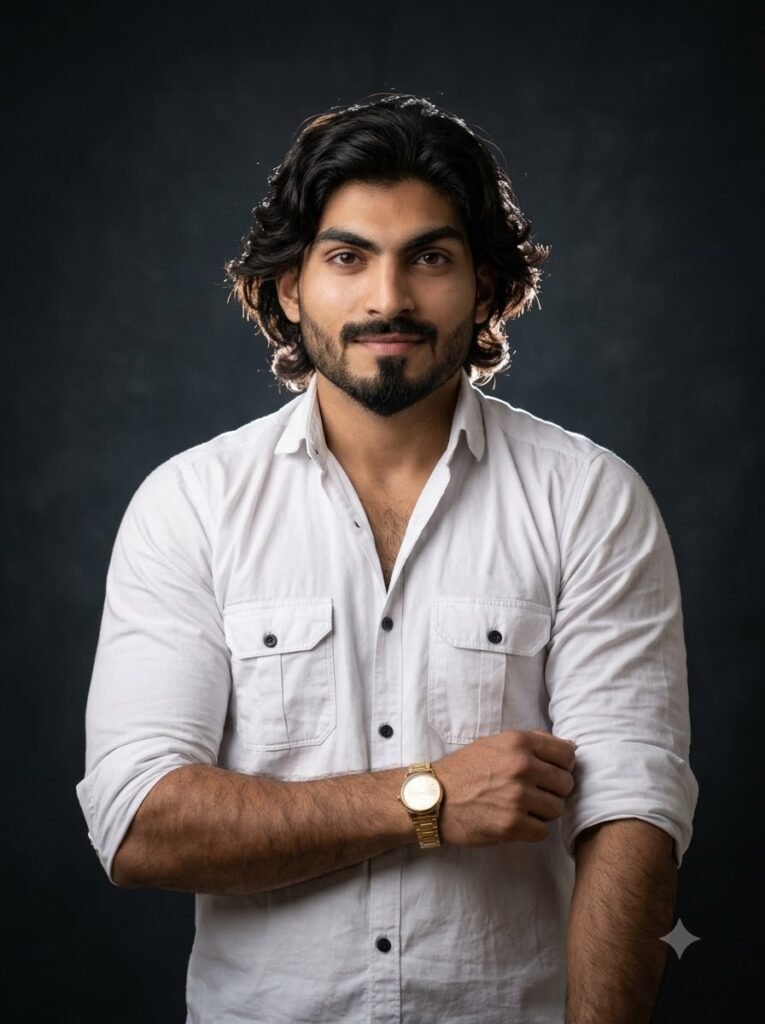 Profile picture with glowing rim light on dark background