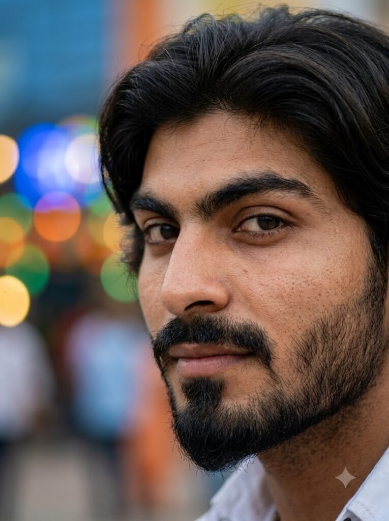 Instagram profile picture with blurred colorful bokeh background