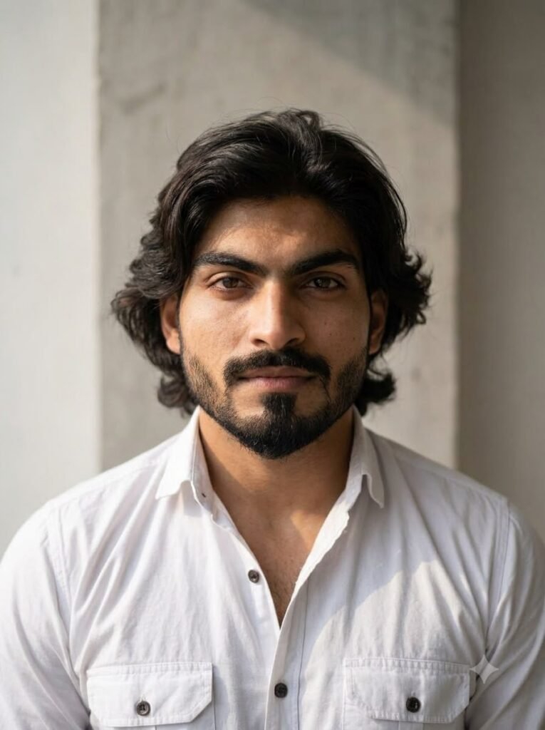 Instagram profile picture with a subtle textured plain wall background