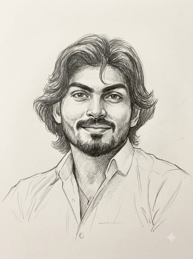 Pencil-sketch style Instagram profile picture avatar