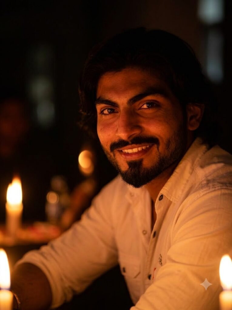 Instagram profile picture with warm candlelight-style lighting