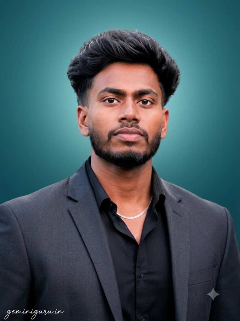Gemini background change prompt with teal studio gradient background