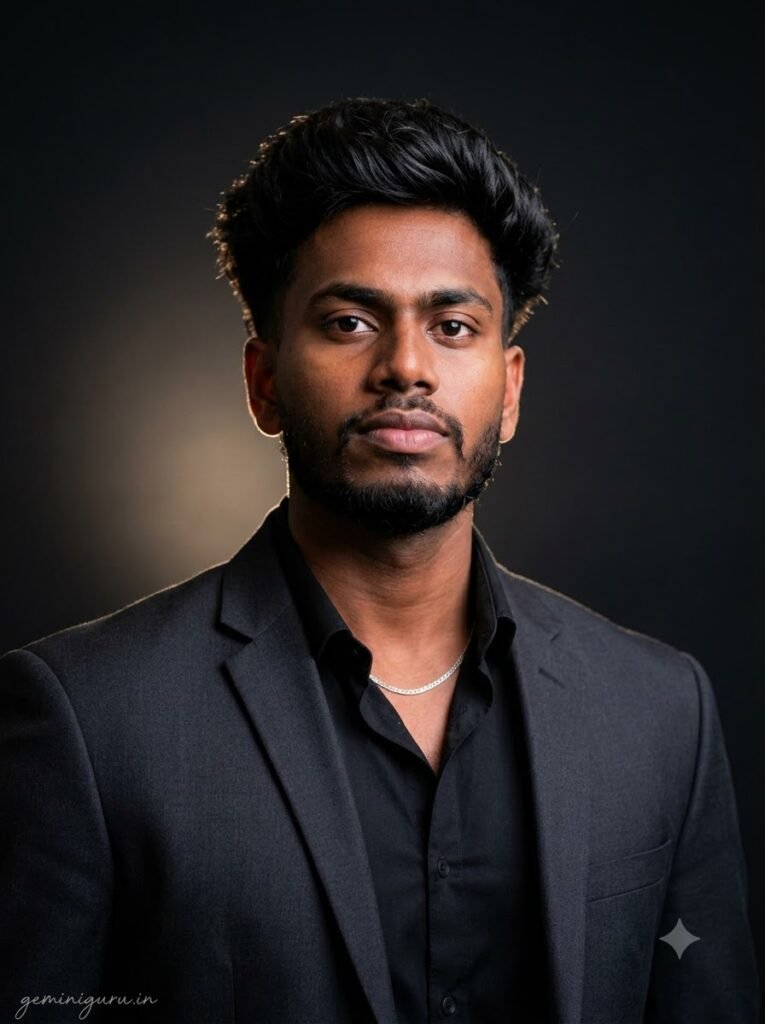 Gemini background change prompt with dark moody studio backdrop