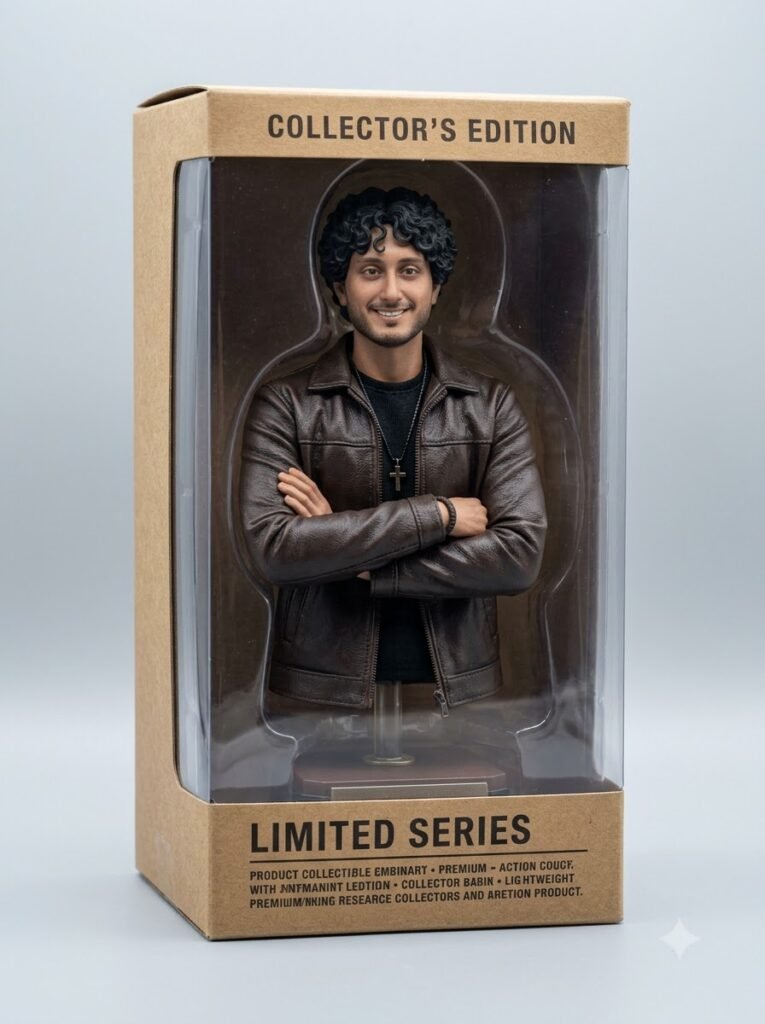 Collectible action figure style figurine displayed inside retail packaging box