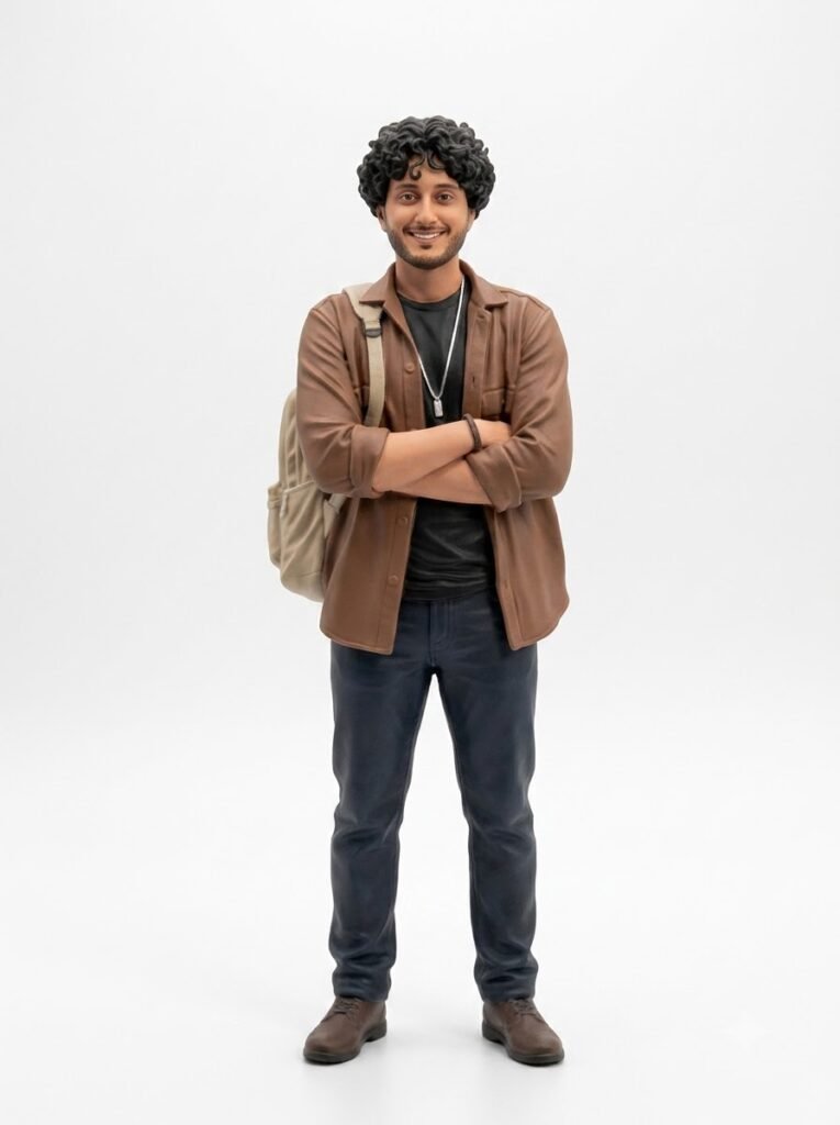 Front-facing figurine product photo on a plain white background with a soft shadow