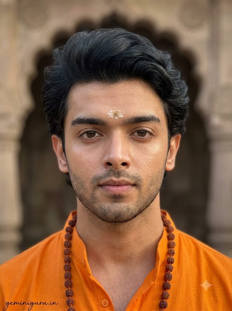 Square Mahadev devotional profile photo with rudraksha mala and ash tilak