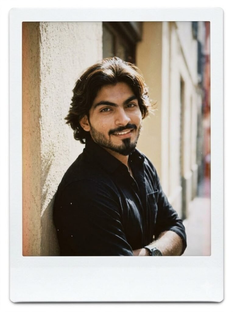 Gemini prompt generator example showing a Polaroid-style street corner portrait