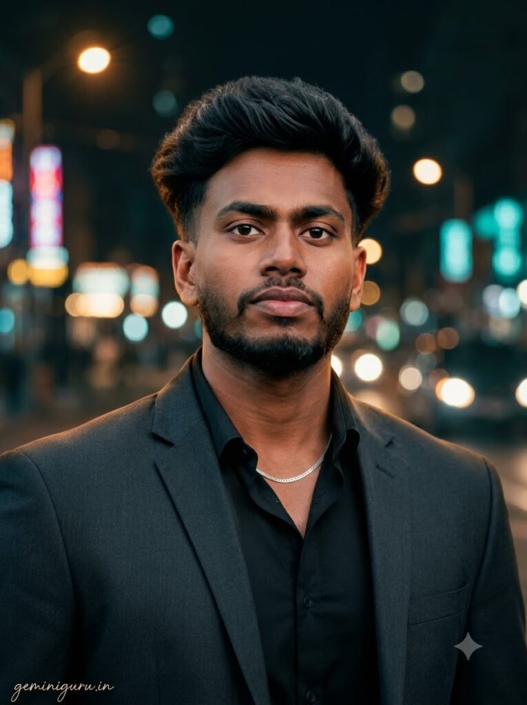 Gemini background change prompt with city night bokeh background